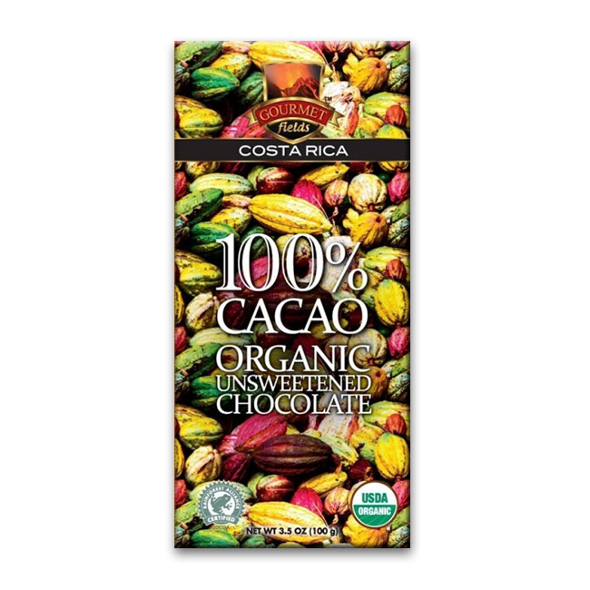 Chocolate Organico 100% Cacao Marca Gourmet Field Importado por Kimns
